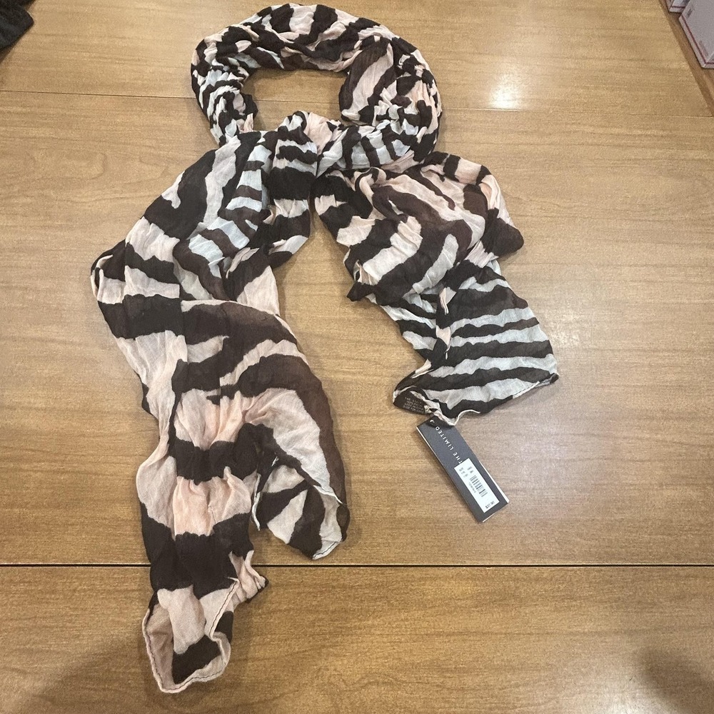 The Limited Scarf Womens 37x24 Brown Zebra Animal Print Rectangle Viscose NWT